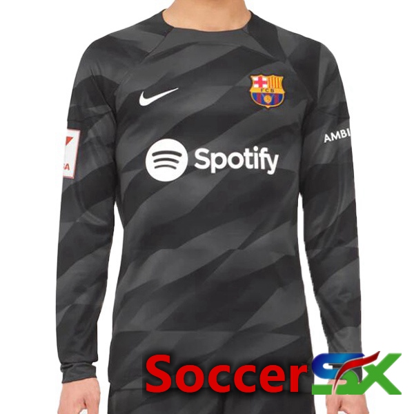 FC Barcelona Goalkeeper Soccer Jersey Long Sleeve Black 2023/2024