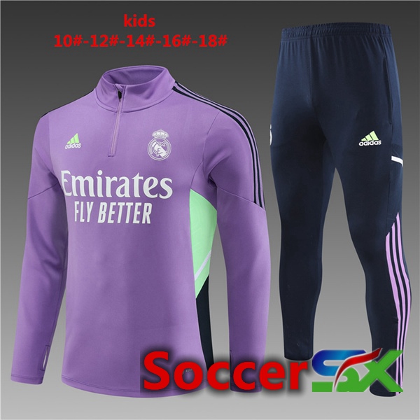 Real Madrid Kids Training Tracksuit Suit Purple 2023/2024