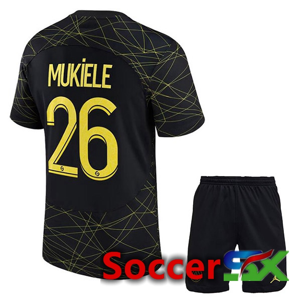 Paris PSG (MUKIELE 26) Kids Soccer Jersey Fourth Black 2022/2023