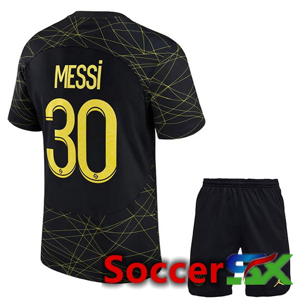 Paris PSG (MESSI 30) Kids Soccer Jersey Fourth Black 2022/2023