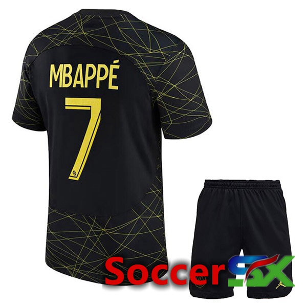 Paris PSG (MBAPPÉ 7) Kids Soccer Jersey Fourth Black 2022/2023