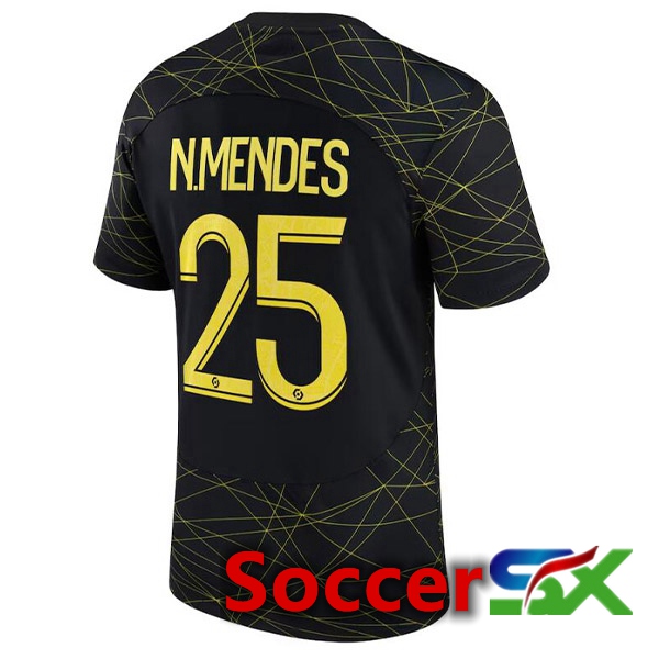 Paris PSG (N.MENDES 25) Soccer Jersey Fourth Black 2022/2023