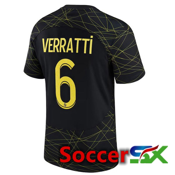 Paris PSG (VERRATTI 6) Soccer Jersey Fourth Black 2022/2023