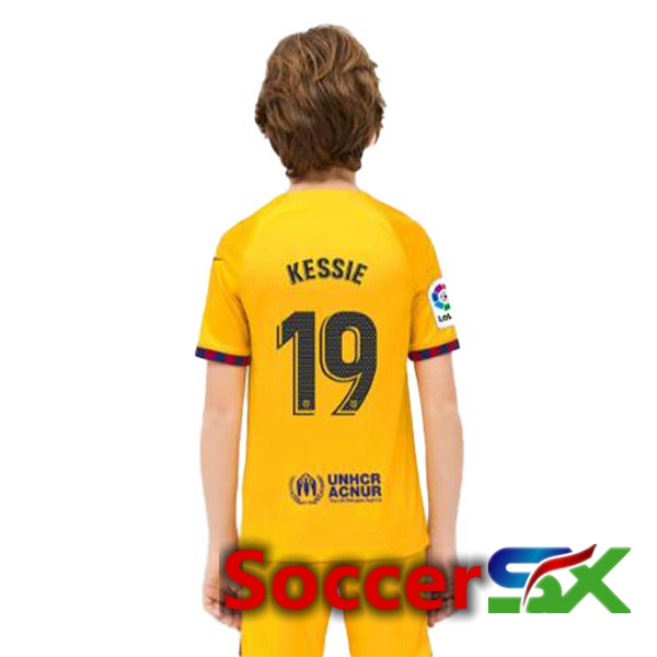 FC Barcelona (KESSIE 19) Kids Soccer Jersey Fourth Yellow 2022/2023