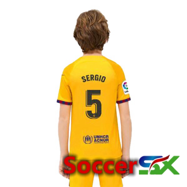 FC Barcelona (SERGIO 5) Kids Soccer Jersey Fourth Yellow 2022/2023
