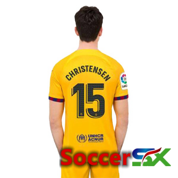 FC Barcelona (CHRISTENSEN 15) Soccer Jersey Fourth Yellow 2022/2023