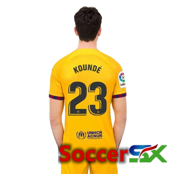 FC Barcelona (KOUNDE 23) Soccer Jersey Fourth Yellow 2022/2023