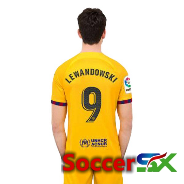 FC Barcelona (LEWANDOWSKI 9) Soccer Jersey Fourth Yellow 2022/2023