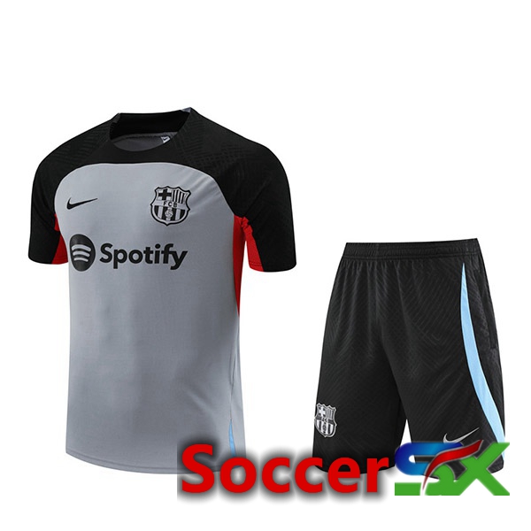 FC Barcelona Training T Shirt + Shorts Grey 2023/2024
