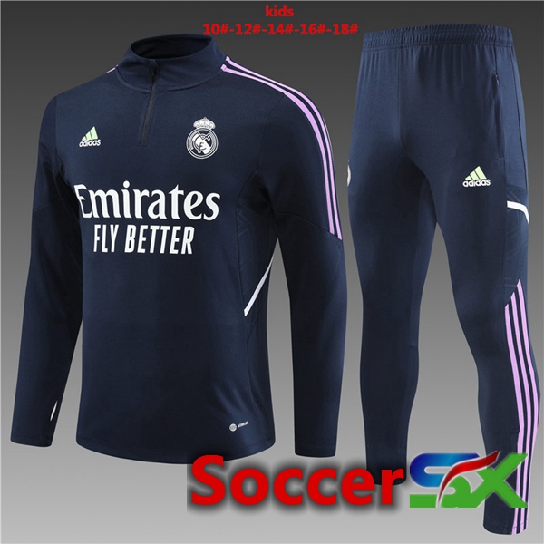 Real Madrid Kids Training Tracksuit Suit Royal Blue 2023/2024