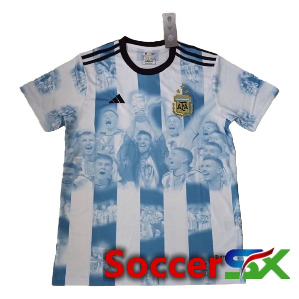 Argentina 3 Stars Soccer Jersey Commemorative Edition Blue 2022/2023