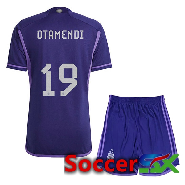 Argentina (OTAMENDI 19) 3 Stars Kids Soccer Jersey Away Purple 2022/2023
