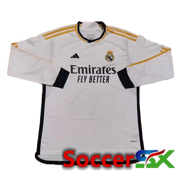 Real Madrid Soccer Jersey Home Long Sleeve White Leaked Version 2023/2024