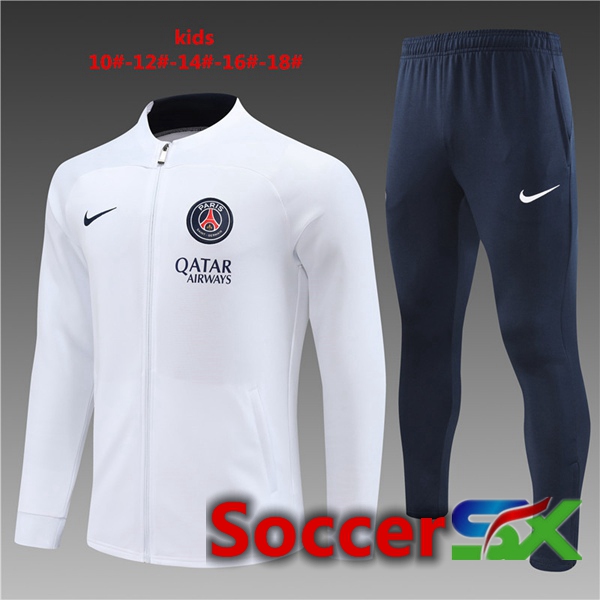 Paris PSG Kids Training Jacket Suit White 2023/2024
