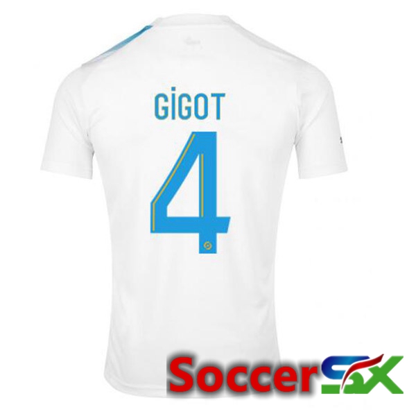 Marseille OM (GIGOT 4) Soccer Jersey 30th Anniversary Edition White Blue 2022/2023