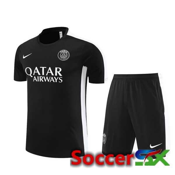 Paris PSG Training T Shirt + Shorts Black 2023/2024