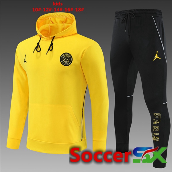 JORDAN Paris PSG Kids Training Tracksuit Hoodie Yellow 2023/2024