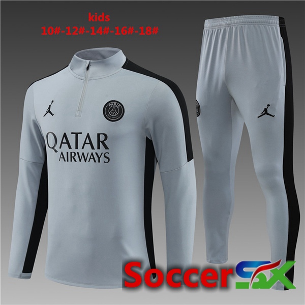 JORDAN Paris PSG Kids Training Tracksuit Suit Grey 2023/2024