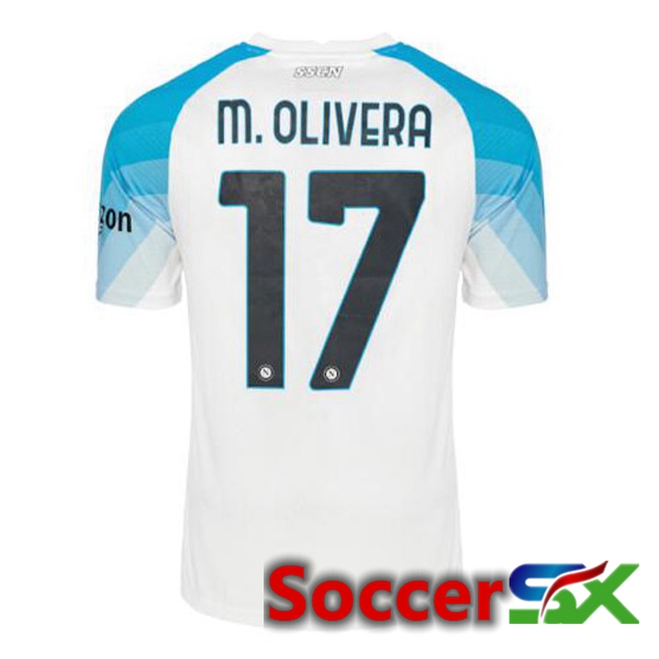 SSC Napoli (M.Olivera 17) Soccer Jersey Face Game Blue White 2022/2023