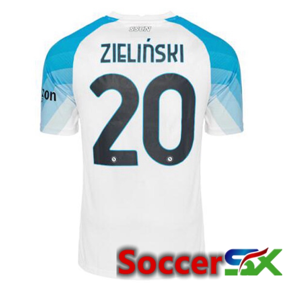 SSC Napoli (Zielinski 20) Soccer Jersey Face Game Blue White 2022/2023