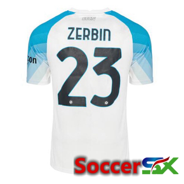 SSC Napoli (Zerbin 23) Soccer Jersey Face Game Blue White 2022/2023