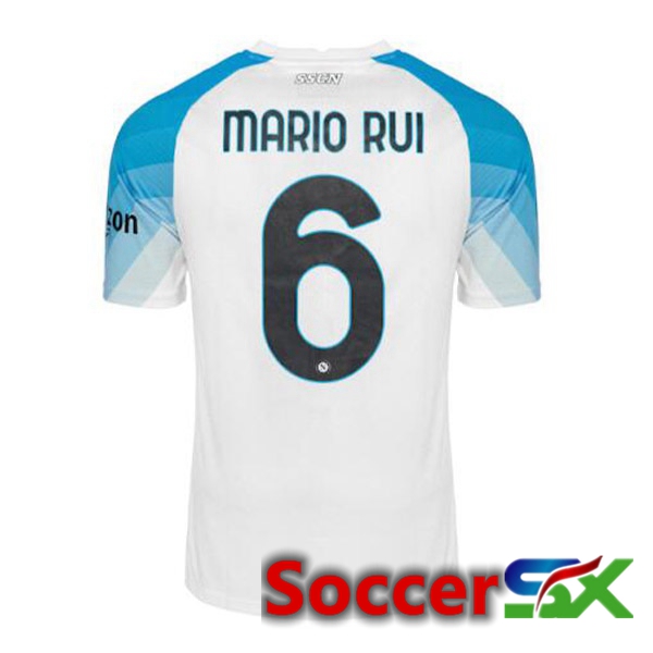 SSC Napoli (Mario Rui 6) Soccer Jersey Face Game Blue White 2022/2023