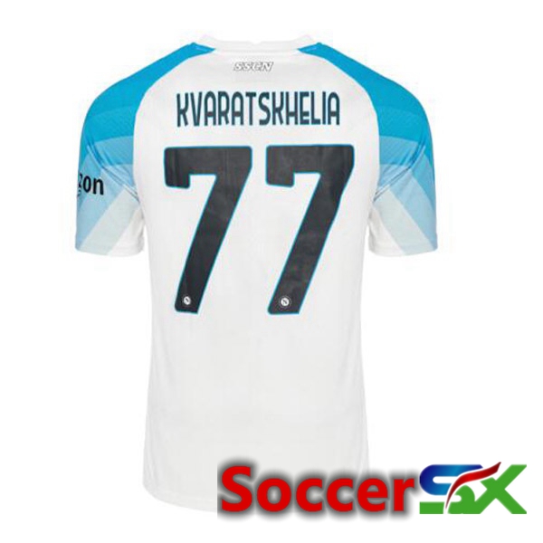 SSC Napoli (Kvaratskhelia 77) Soccer Jersey Face Game Blue White 2022/2023