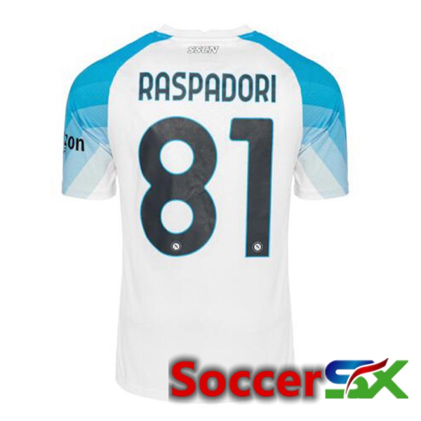 SSC Napoli (Raspadori 81) Soccer Jersey Face Game Blue White 2022/2023