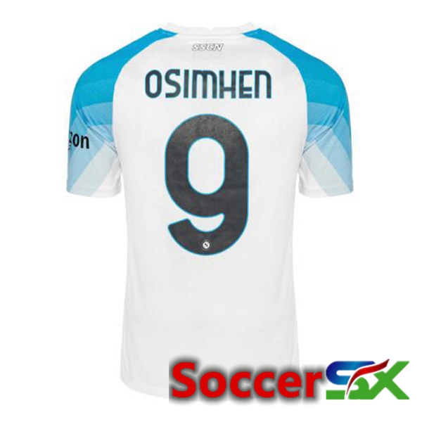 SSC Napoli (Osimhen 9) Soccer Jersey Face Game Blue White 2022/2023