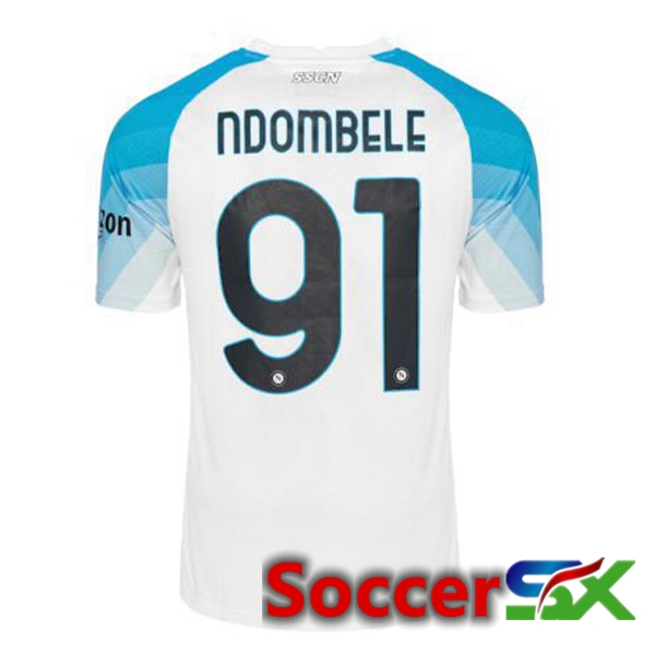 SSC Napoli (Ndombele 91) Soccer Jersey Face Game Blue White 2022/2023