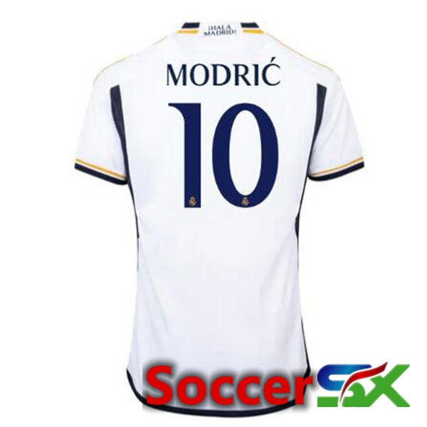 Real Madrid (Modrić 10) Soccer Jersey Home White 2023/2024