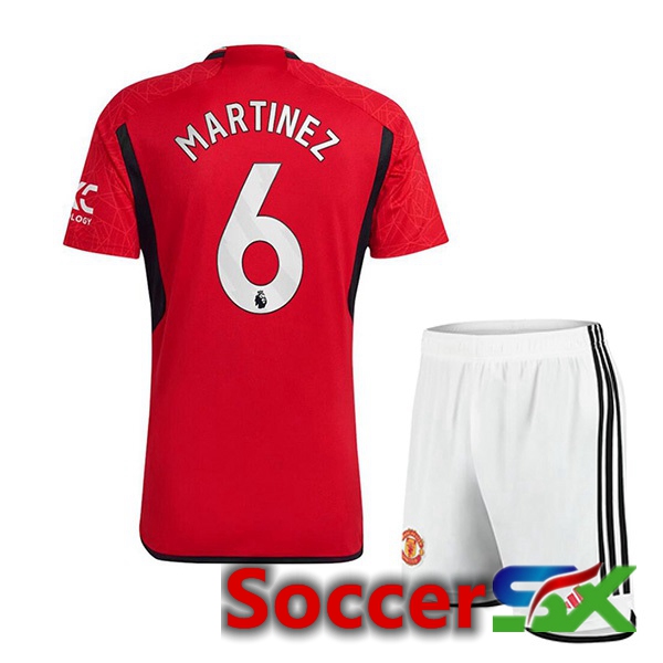 Manchester United (Martinez 6) Kids Soccer Jersey Home Red 2023/2024