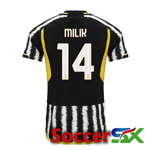 Juventus (MILIK 14) Soccer Jersey Home Black White 2023/2024