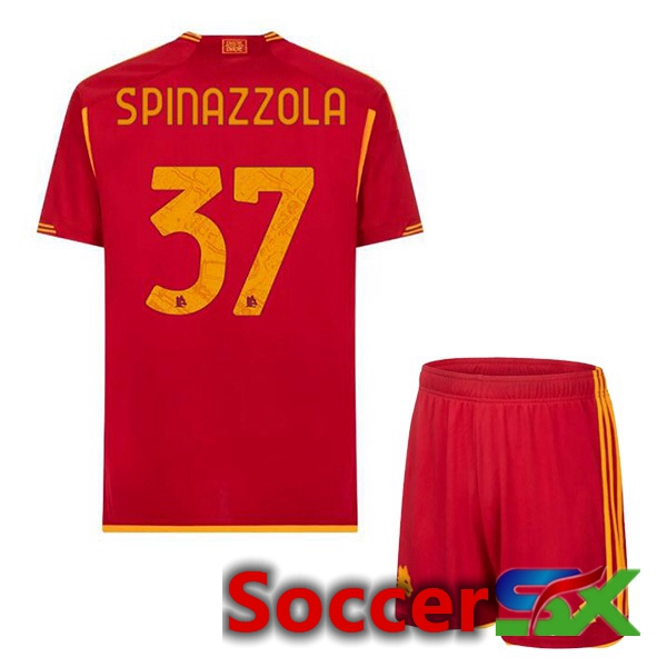 AS Roma (SPINAZZOLA 37) Kids Soccer Jersey Home Red 2023/2024