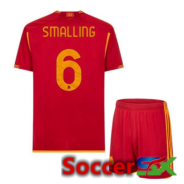 AS Roma (SMALLING 6) Kids Soccer Jersey Home Red 2023/2024