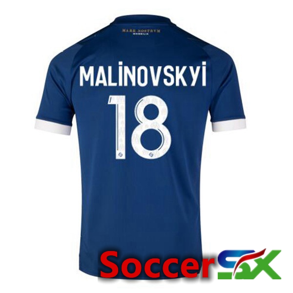 Marseille OM (MALINOVSKYI 18) Soccer Jersey Away Blue 2023/2024