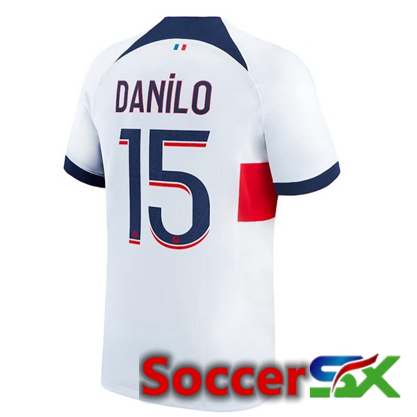 Paris PSG (Danilo 15) Soccer Jersey Away White 2023/2024