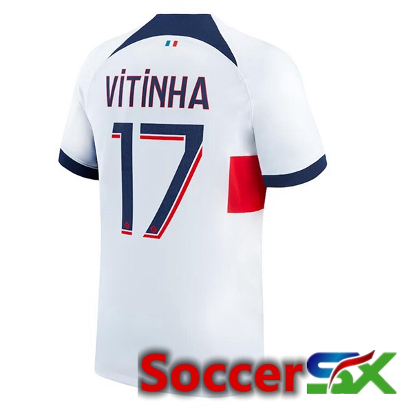 Paris PSG (Vitinha 17) Soccer Jersey Away White 2023/2024