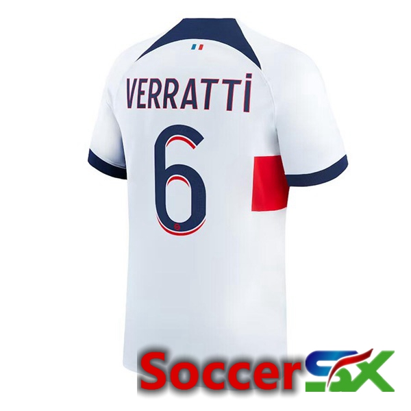 Paris PSG (Verratti 6) Soccer Jersey Away White 2023/2024