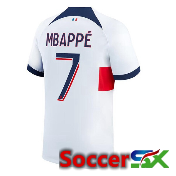 Paris PSG (Mbappé 7) Soccer Jersey Away White 2023/2024