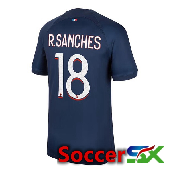 Paris PSG (R.Sanches 18) Soccer Jersey Home Royal Bluee 2023/2024