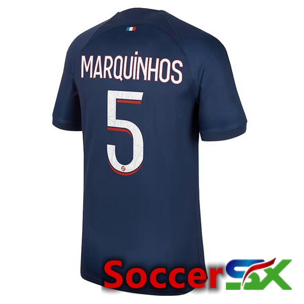 Paris PSG (Marquinhos 5) Soccer Jersey Home Royal Bluee 2023/2024