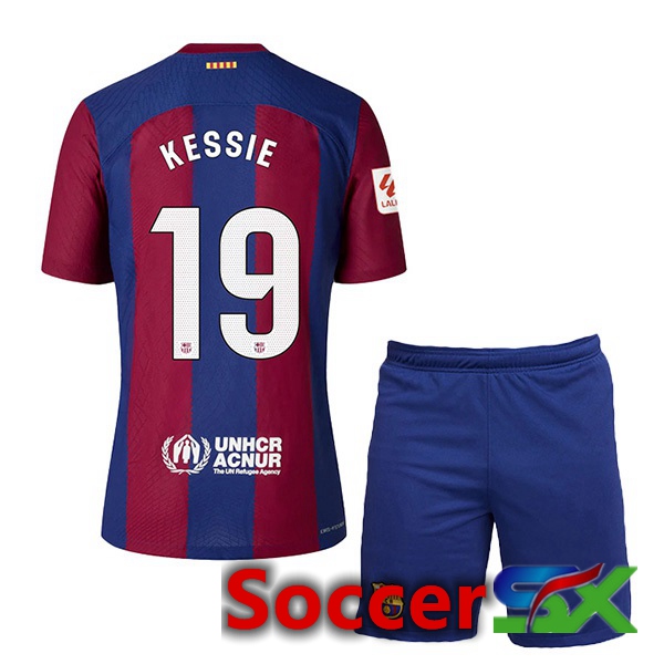 FC Barcelona (KESSIE 19) Kids Soccer Jersey Home Blue Red 2023/2024