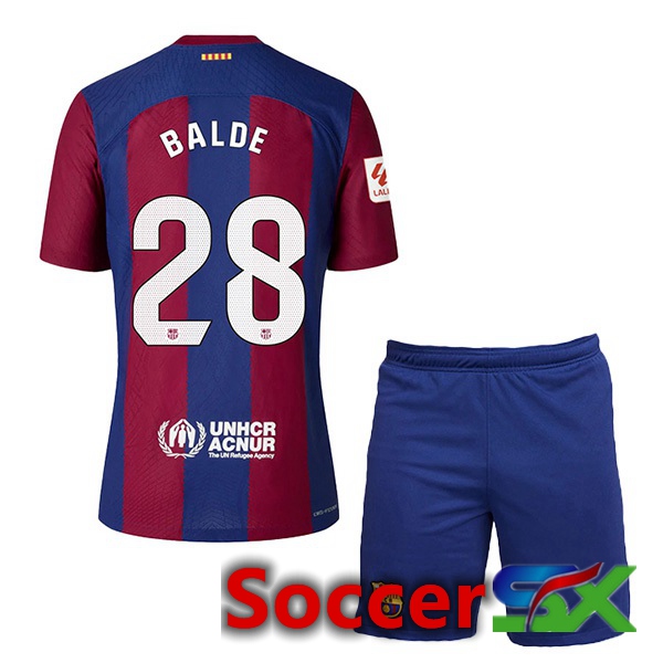 FC Barcelona (BALDE 28) Kids Soccer Jersey Home Blue Red 2023/2024