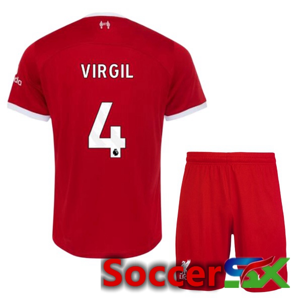 FC Liverpool (VIRGIL 4) Kids Soccer Jersey Home Red 2023/2024