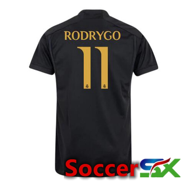 Real Madrid (Rodrygo 11) Third Soccer Jersey Black 2023/2024