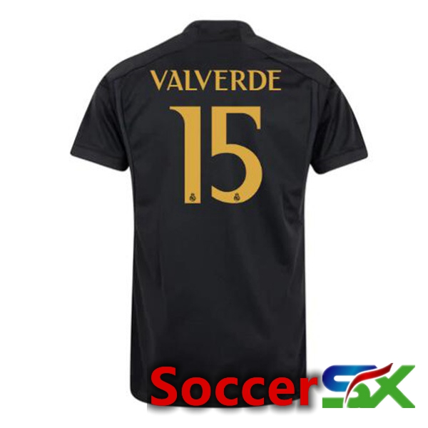 Real Madrid (Valverde 15) Third Soccer Jersey Black 2023/2024