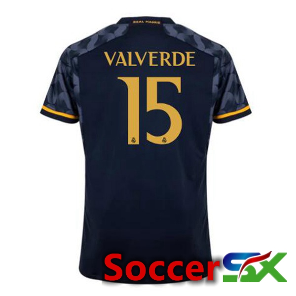 Real Madrid (Valverde 15) Away Soccer Jersey Blue Royal 2023/2024