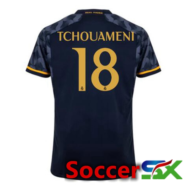 Real Madrid (Tchouameni 18) Away Soccer Jersey Blue Royal 2023/2024