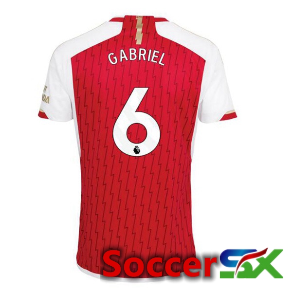 Arsenal (GABRIEL 6) Home Soccer Jersey Red White 2023/2024